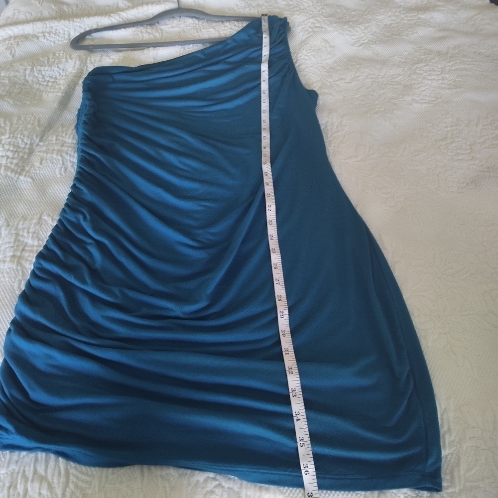a. new day Mini Blue One Shoulder dress size L - Picture 5 of 6